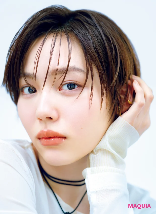 マキア4月号 特別版付録 ビー アイドル ちゅるるんグロス 02 お泊まりピーチ メイクの仕上がり