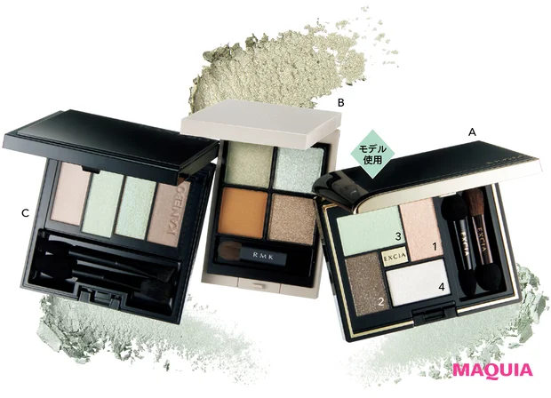 勝負のプレゼン日はミントグリーンEYEで清潔感を。コーラルカラー合わせで血色感を添えるのがコツ_2