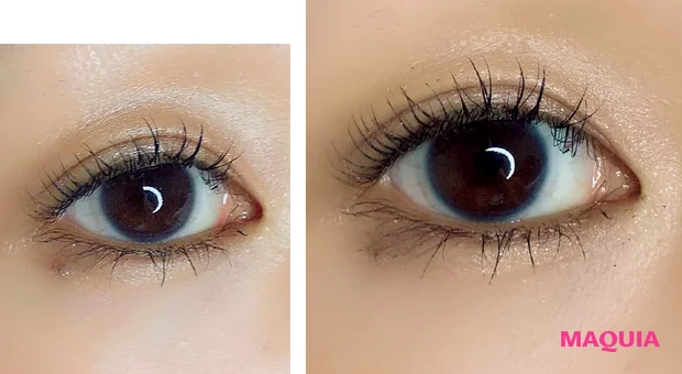 マキア　みんなのベスコス 2025年 上半期　マスカラ　1位 メイベリン スカイハイ 01　スウォッチ　メイク数時間後　2