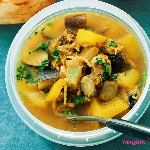 ツナとなすのごまカレースープ