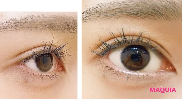 マキア　みんなのベスコス 2025年 上半期　マスカラ　3位 キャンメイク クイックラッシュカーラー BK　スウォッチ　メイク数時間後　2