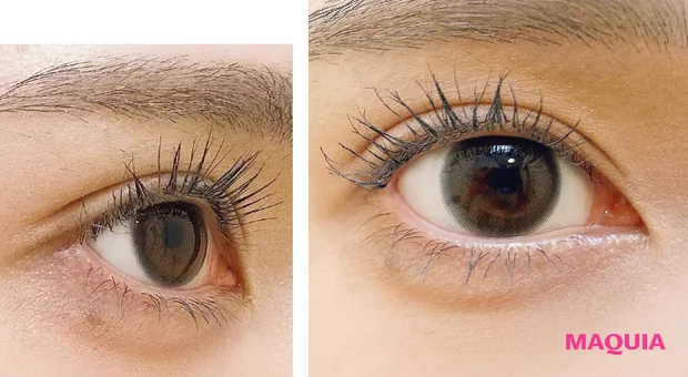 マキア　みんなのベスコス 2025年 上半期　マスカラ　3位 キャンメイク クイックラッシュカーラー BK　スウォッチ　メイク数時間後