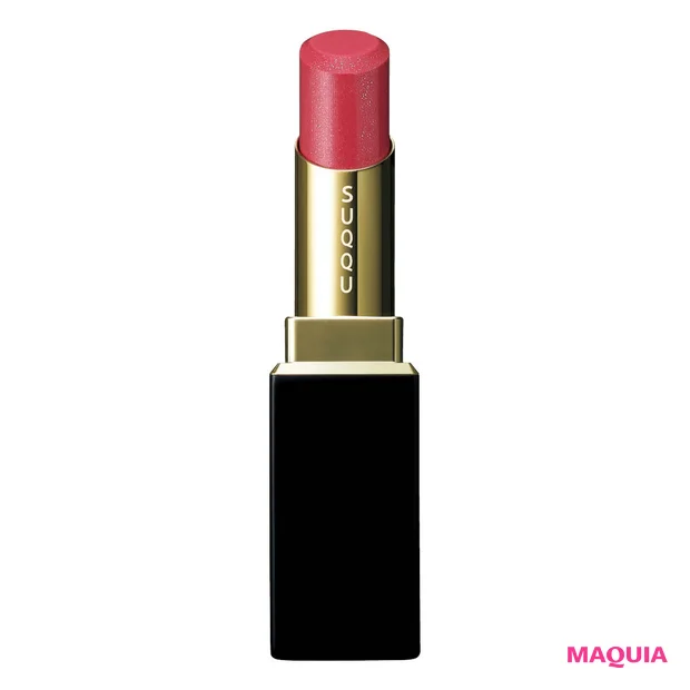 2026年春新作チェリーリップつけ試し SUQQU モイスチャー グレイズ リップスティック 110