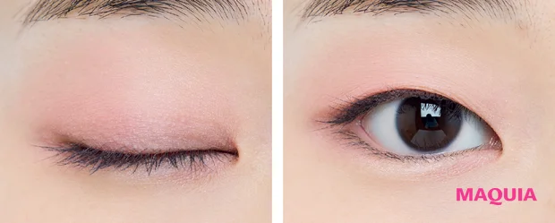 2026年春新作コスメ ケイト バウンシーチークシャドウ PK-2 一重の仕上がり