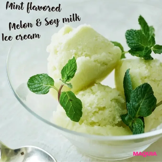 おうち時間にぴったり！ ミントが香るメロン豆乳アイスクリーム