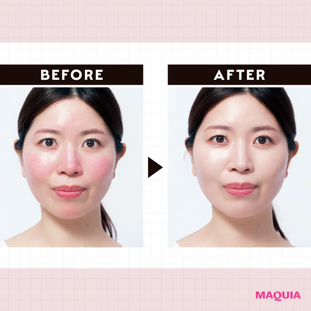 【ほほの赤みを消すメイク術】使うべきはグリーン&ブルーのコスメ。赤みを生かすコツも紹介!