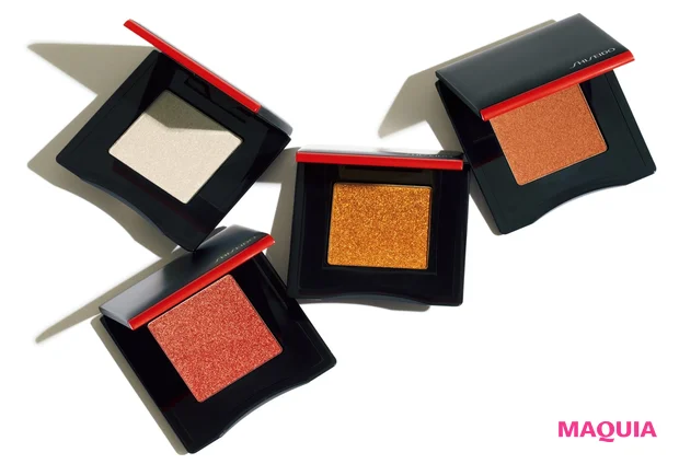 SHISEIDO ポップ パウダージェル アイシャドウ(右から) 04、13、01、14 各¥3080/SHISEIDO