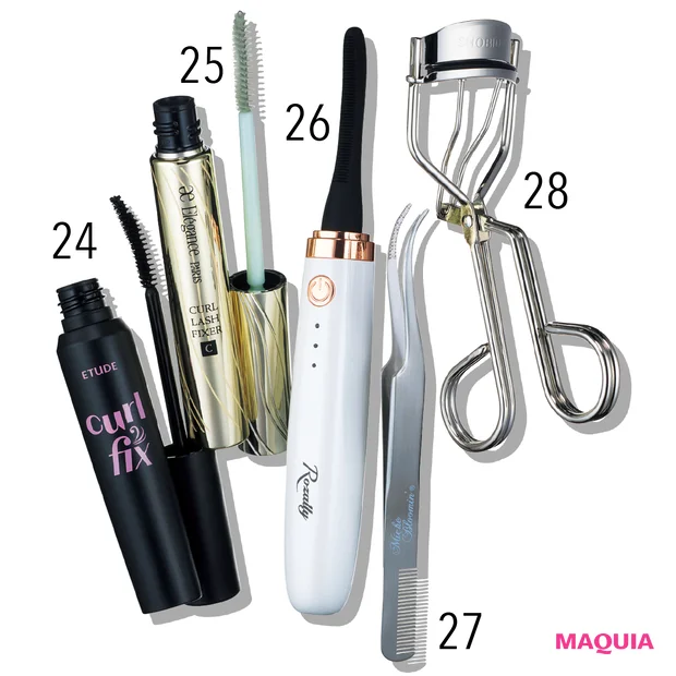 マキア　アイメイク　マスカラ　ビューラー　おすすめ　櫻坂46　守屋麗奈　エレガンス　エチュード　SHOBIDO　ミッシュブルーミン