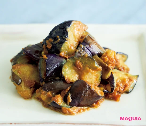 マキア 夏バテ 食べ物 薬膳 レシピ なすのピーナッツバター炒め