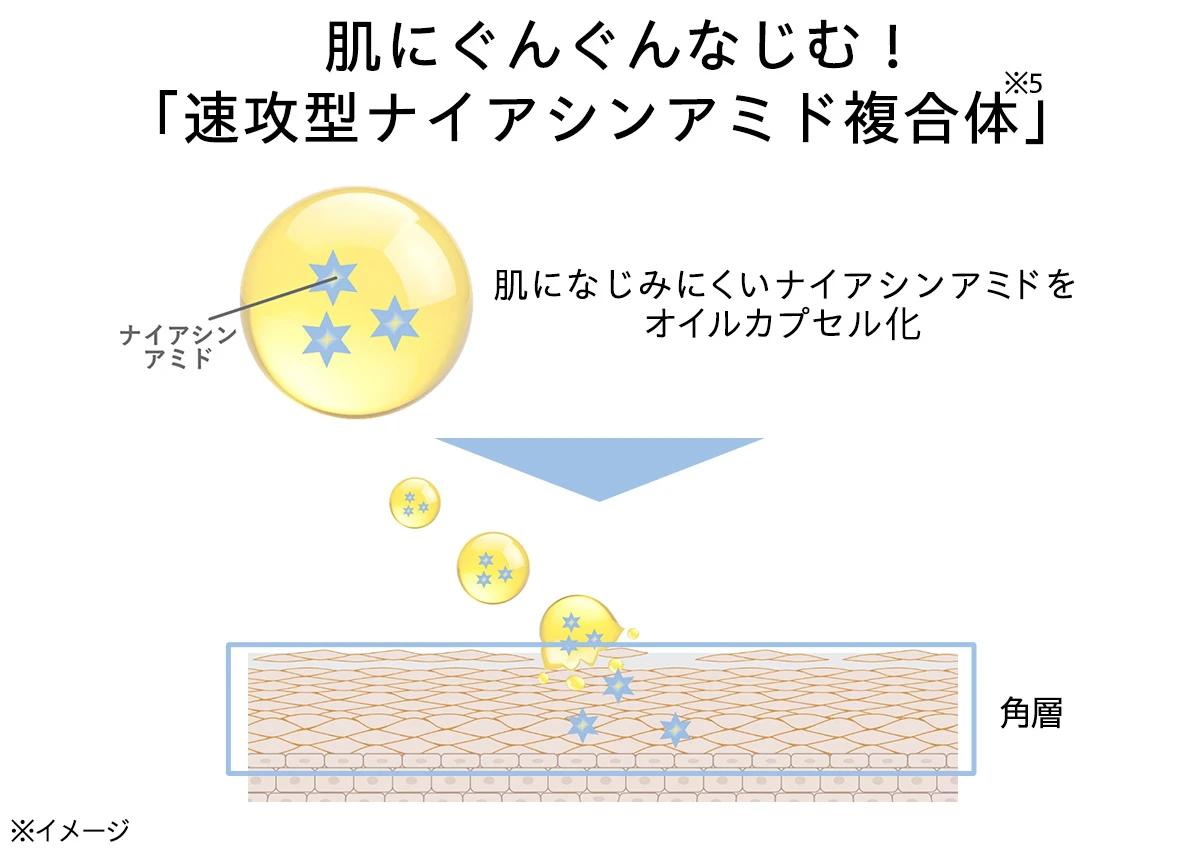 肌にぐんぐんなじむ!「速効型ナイアシンアミド複合体」