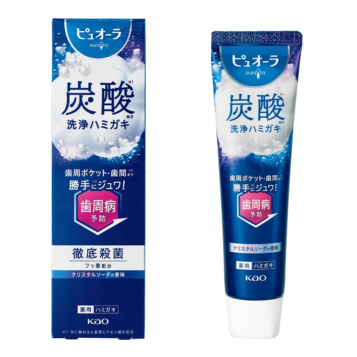 ピュオーラ炭酸ハミガキ　パッケージ　外箱　歯磨き粉