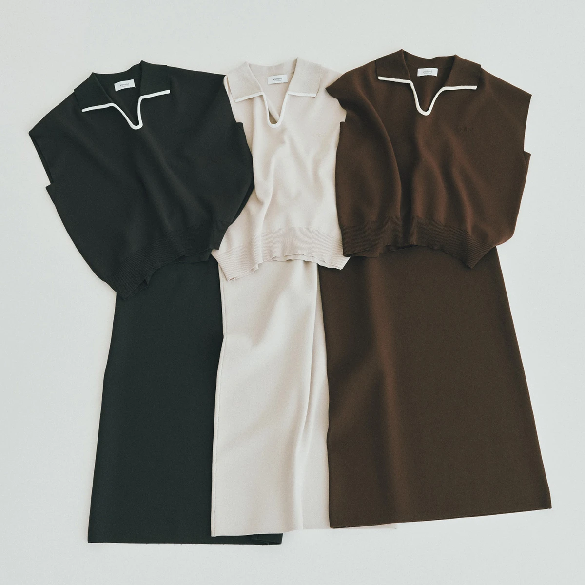 emmi　エミ　着る日傘　UV cut +Cool Knit　高機能新素材　クルータッチ　ニットセットアップ