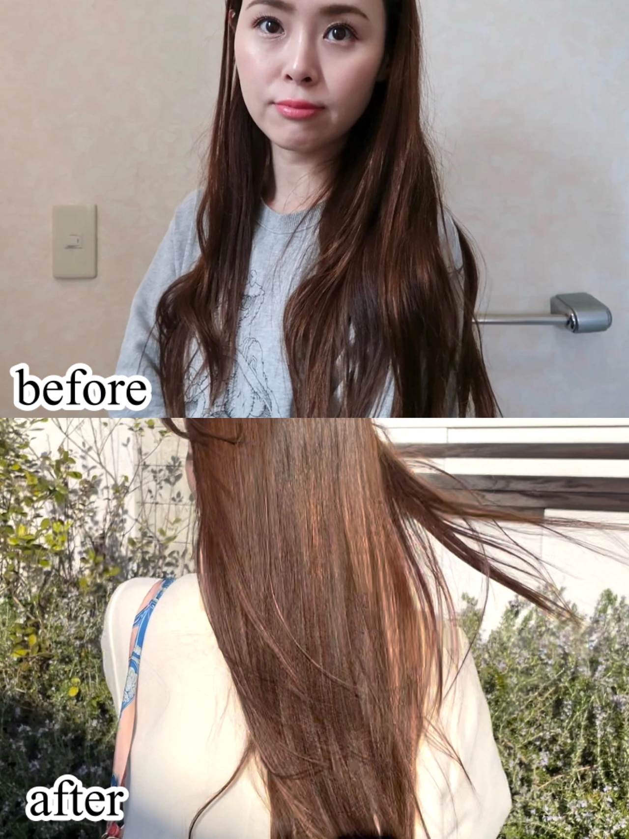 プルント ヴェーリング美容液シャンプーとヴェーリング美容液トリートメントの使用前と使用後