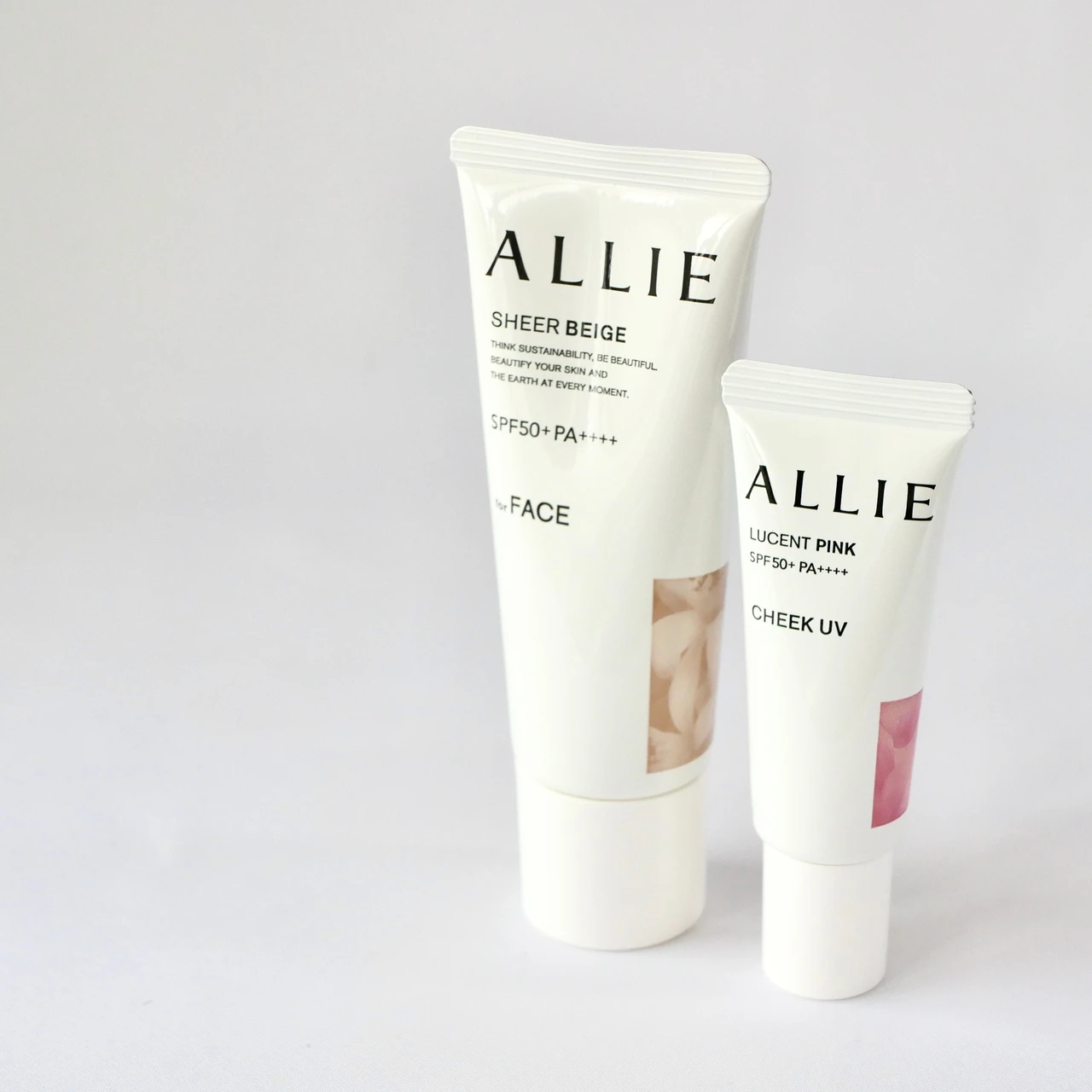 ALLIE(アリィー)クロノビューティ カラーチューニングUV 03シアーベージュ　クロノビューティ カラーオンUV 01 ルーセントピンク