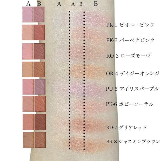 ヴィセ新作【レイヤード フルリ チーク】全色スウォッチ！イエベ、ブルベに合う色は？