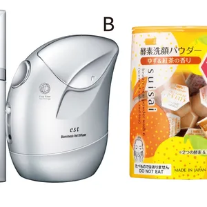 Aスイサイ ビューティクリア パウダーウォッシュ N ゆず＆紅茶の香り 32個 ¥1980／カネボウ化粧品（10月22日限定発売）　B肌の湿潤環境を整える極薄膜ケア。エスト バイオミメシス ヴェールディフューザー ¥55000、同 ヴェールエフェクター 40g ¥13200、同 ヴェールポーション 9ml ¥8800／花王