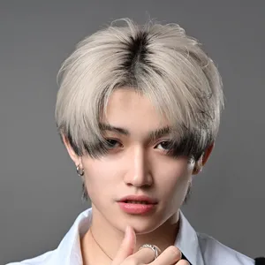 NI-KI（ENHYPEN）風　髪型　ヘアスタイル　ハイトーンショートヘア　正面