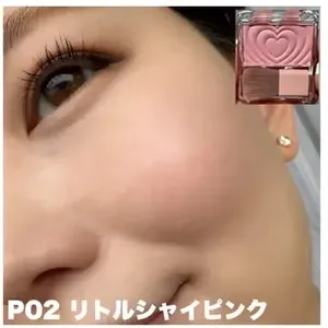 キャンメイク「パウダーチークス」をイエベがスウォッチ  P02 リトルシャイピンク