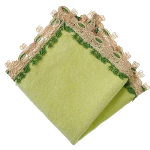 ハンカチ プレゼント おすすめ タオル 近沢レース店 和レース タオルハンカチ／茶道（イエローグリーン）
