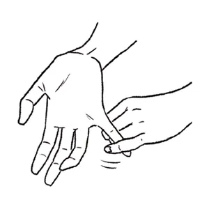 小指を伸ばすと、腕をほぐせます