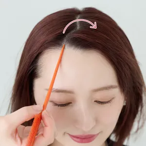 【ミディアム②きちんとスーツ】顔まわりのねじりがアクセントの上品ダウンスタイル　STEP２