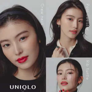 ユニクロ　UNIQLO　黒セーター　黒ニット　黒トップス　メイク