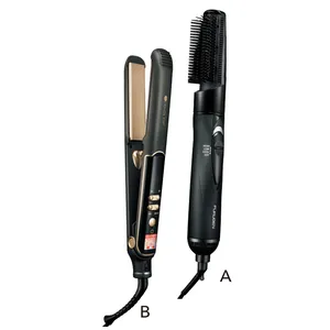 A 漆黒：復元スタイラー ￥23100／ルーヴルドー　B クレイツイオン®ハイブリッドストレート プラス ￥14080／クレイツ