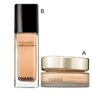 A ザ ファンデーション 210 SPF30･PA++ 30g ￥14300／SUQQU　B サブリマージュ レサンス ドゥ タン B20 40ml ￥20900／シャネル
