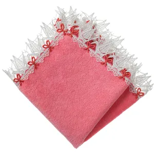 ハンカチ プレゼント おすすめ タオル 近沢レース店 和レース タオルハンカチ／折り鶴（コーラルピンク）