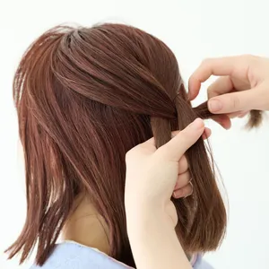 【ミディアム①着物】トップの三つ編みでふんわり♪ 短くてもできるアップ風ヘア　STEP１