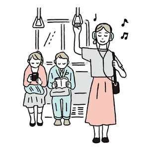 電車の中では好きな音楽を聴く