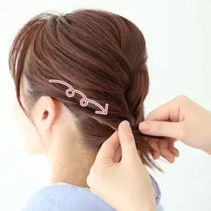 【ミディアム①着物】トップの三つ編みでふんわり♪ 短くてもできるアップ風ヘア　STEP３