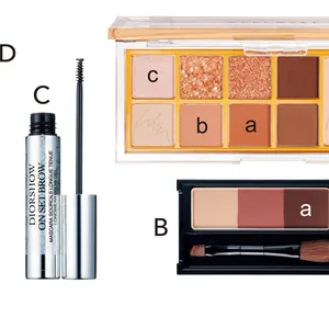 A ミックスブラーリングアイパレット 02 ￥3890／WAKEMAKE　B ケイト デザイニングアイブロウ3D EX-8 ￥1210（編集部調べ）／カネボウ化粧品　C ディオールショウ オン セット ブロウ ウォータープルーフ 00 ￥3520／パルファン・クリスチャン・ディオール　D ニュアンス アイライナー 03 ￥3300／SUQQU　E オペラ マイラッシュ アドバンスト 02 ￥999／イミュ（限定品）