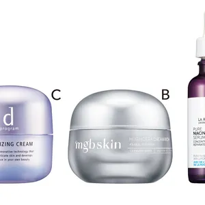 A N10 セラム 30ml ￥6050／ラ ロッシュ ポゼ　B mgb skin ハイセラクリーム リッチ 50g ¥8800／MEGOOD BEAUTY　C d プログラム バイタライジングクリーム（医薬部外品） 45g ¥6490／資生堂インターナショナル