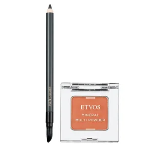 （左から）ダブル ウェア ウォータープルーフ ジェル アイ ペンシル 05 ￥3190／エスティ ローダー、ミネラルマルチパウダー ヘルシーオレンジ ￥2530／エトヴォス