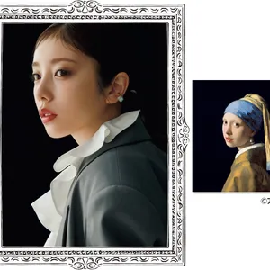 与田祐希さんが、フェルメール『真珠の耳飾りの少女』風美女メイク。赤リップ・ラベンダーの光で静謐な美しさに