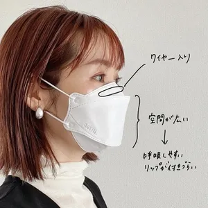 リップが付きにくい韓国製マスク_立体構造のおかげで口周りの空間が広い！ 