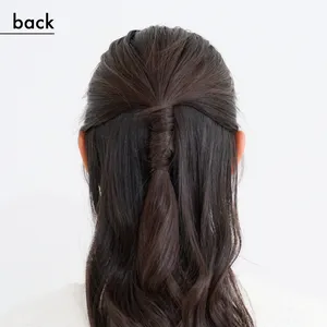 【セミロング③カジュアルスーツ】ゴム隠しの毛束がワンポイントに！ ナチュラルハーフアップ（back）