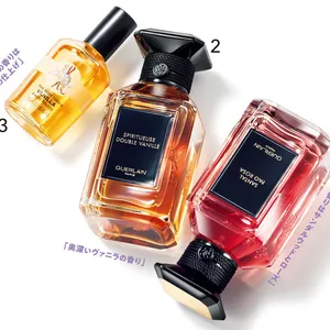 1 サンタル パオロッサ 100ml ￥46200、2 ドゥーブル ヴァニーユ 100ml ¥46200／ゲラン　3 オードトワレ バニラ 30ml ￥2420／ザボディショップ（オンライン限定品）