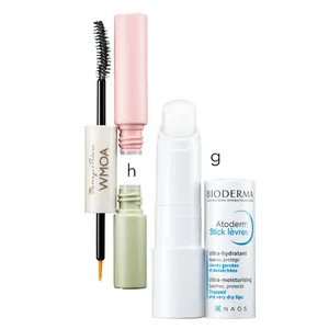 g ビオデルマ アトデルム リップスティック ￥1320／NAOS JAPAN　h まつ毛デラックス WMOA ￥5500／ファーマフーズ