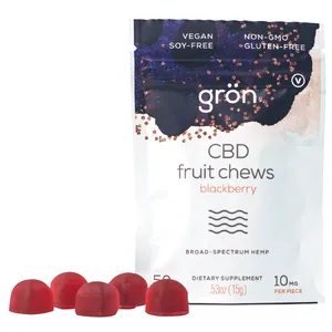 1粒でCBDを10mg摂れる。おいしくてアタマすっきり。gron ブラックベリー CBD グミ 50mg ￥1814／ビープル バイ コスメキッチン
