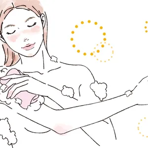 からだを洗うときは柔らかいボディタオルで泡を転がすように