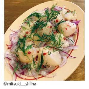 帆立の甘酒レモンソース和え