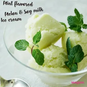 おうち時間にぴったり！ ミントが香るメロン豆乳アイスクリーム