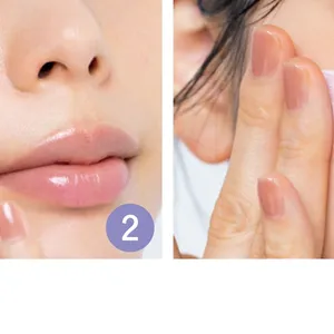 ブルーとイエローを肌の上でレイヤードして補正