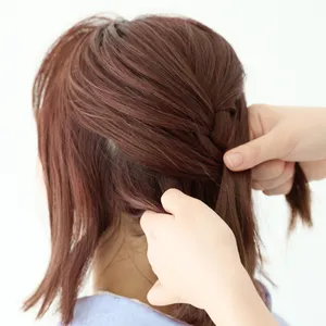 【ミディアム①着物】トップの三つ編みでふんわり♪ 短くてもできるアップ風ヘア　STEP２