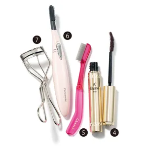 4 エレガンス グラヴィティレス マスカラ BR20 ￥4400／エレガンス コスメティックス　5 チャスティ マスカラコームメタルN マジェンタP（ナチュラル） ￥770／シャンティ　6 まつげくるん EH-SE51（オープン価格）／パナソニック　7 アイラッシュカーラー 213 ￥880／資生堂