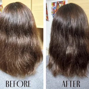 髪のうねり対策におすすめのデイリーケアアイテム ボタニスト サンタル リペアオイルインシャンプー、 トリートメント ビフォーアフター