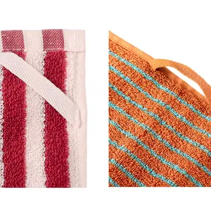 3COINS　スリコ　しましまタオル　ハンガーループ付き