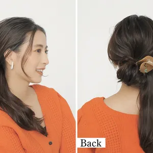 ヘアクリップ　ヘアアレンジ　大人　抜け感　シニヨン　ポニーテール　仕上がり　サイド　バック